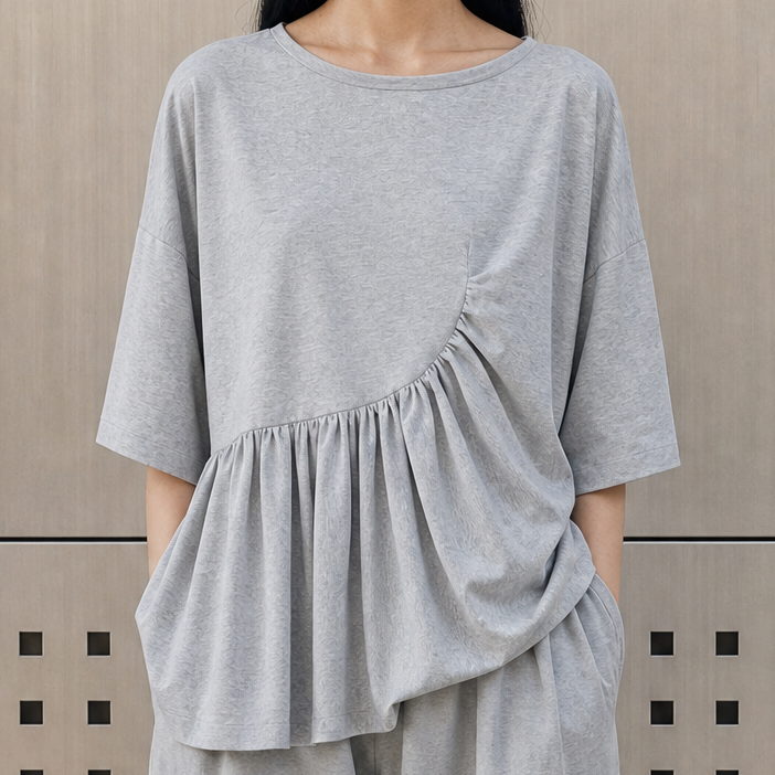 ASYMMETRIC RUFFLE TOP