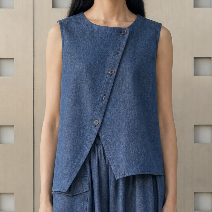 BUTTON-FRONT DENIM VEST