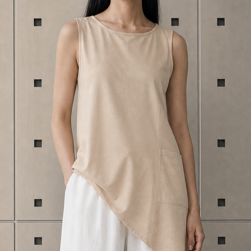 DRAPED SIDE-HEM TOP