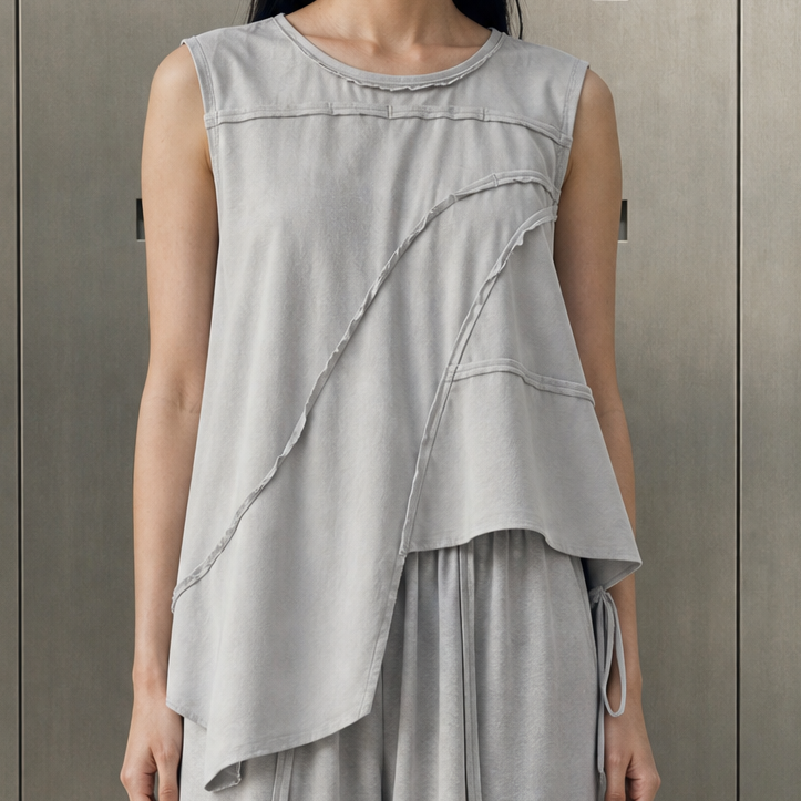 ASYMMETRIC COTTON JERSEY TOP