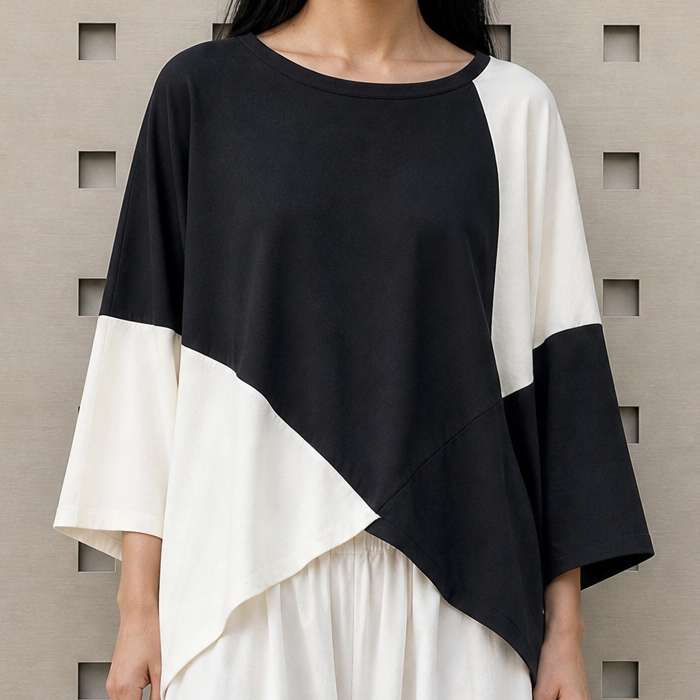 COLOUR-BLOCK ASYMMETRIC TOP